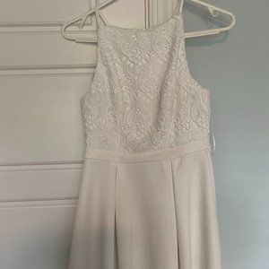 White Lace Sleveless Mini Dress